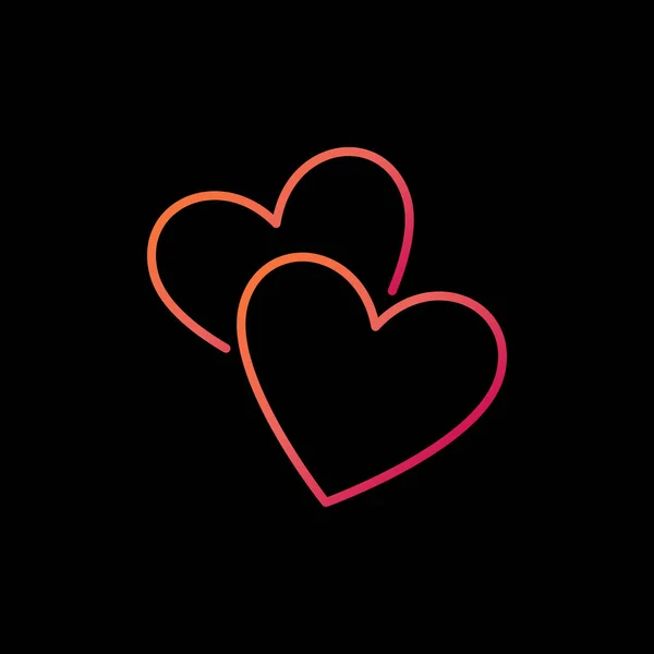 Twee harten vector kleurrijke lijn pictogram. Liefde concept lineaire teken — Stockvector