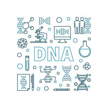 DNA vektör kare kavramı anahat çizim