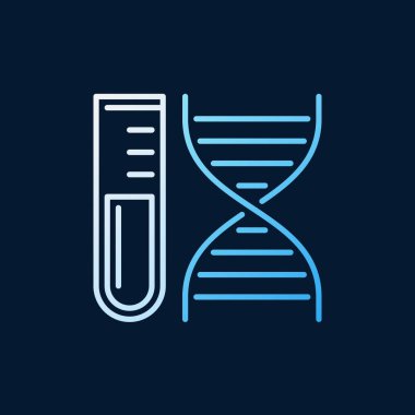 Dna çift sarmalı vektör renkli anahat simgesi olan test tüpü