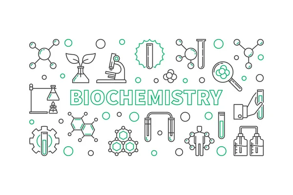 Banner o illustrazione orizzontale del profilo vettoriale di biochimica — Vettoriale Stock