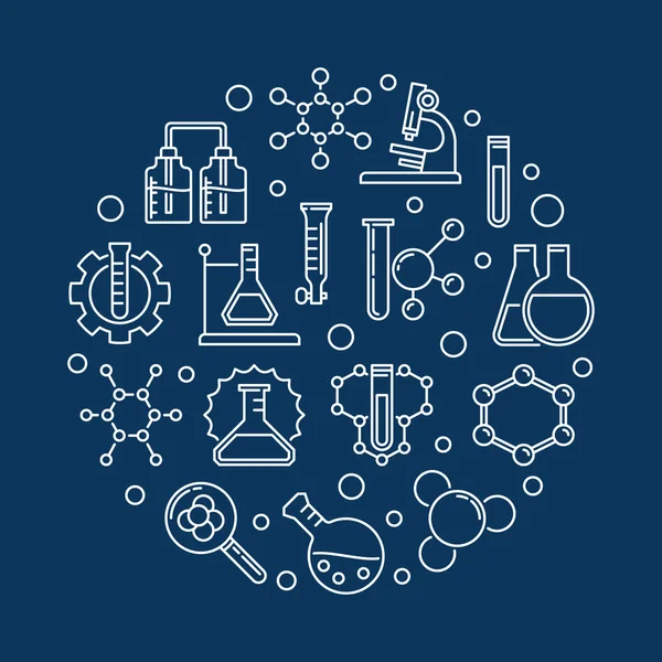 Vzdělání a chemie vektorový obrys kulatý obrázek — Stockový vektor
