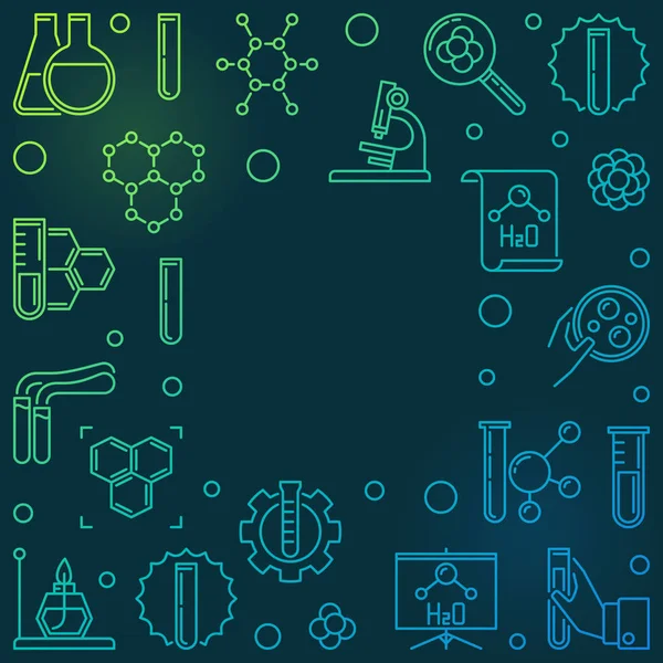 Kimyasal vektör renkli resimde kare doğrusal çerçeve ile