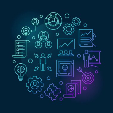 İş stratejisi vektör yuvarlak renkli anahat illüstrasyon