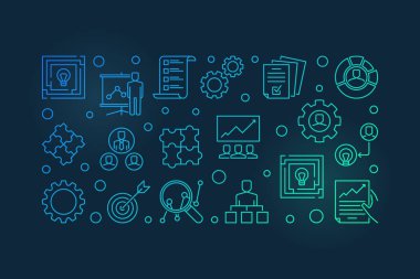 Stratejik yönetim vektör renkli çizgi çizim