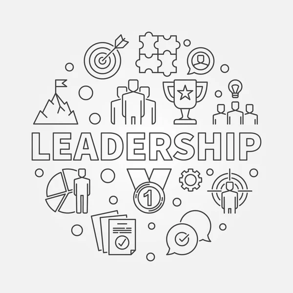 Leadership vector circular illustration in outline style — Stock Vector