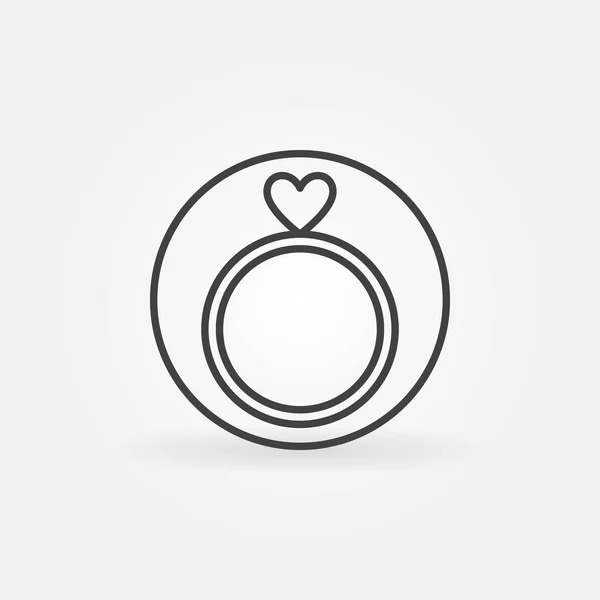 Engagement Ring with Heart vector icon in thin line style — Stock Vector