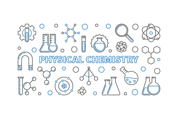 Концепция физической химии очерчивает горизонтальный баннер — стоковый вектор