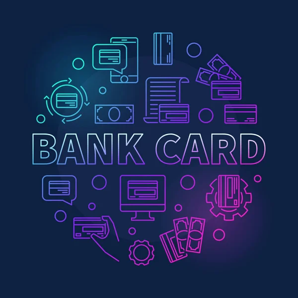 Bankkarte Vektor-Konzept rund farbige Umrisse Illustration — Stockvektor