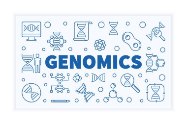 Genomik vektör yatay anahat bilim afiş