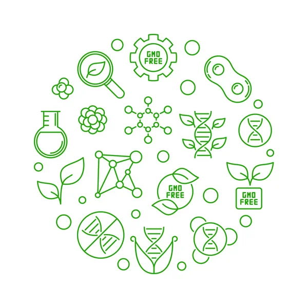 Vector GMO Grátis redondo conceito verde linha ilustração — Vetor de Stock