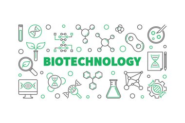 Biotechnolgy vektör kavramı anahat çizim veya afiş