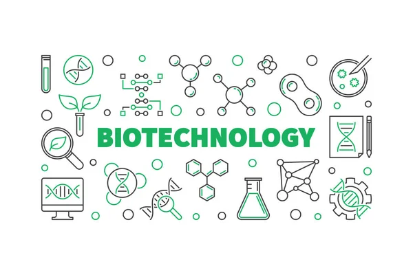 Biotechnolgy vector concepto esquema ilustración o banner — Vector de stock