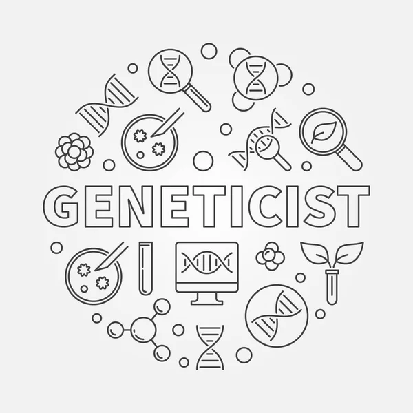 Genetiker Vektor runde Illustration im Umrissstil — Stockvektor