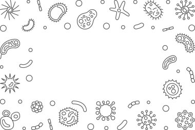 Bakteri yatay arka plan. Vektör çizim veya çerçeve
