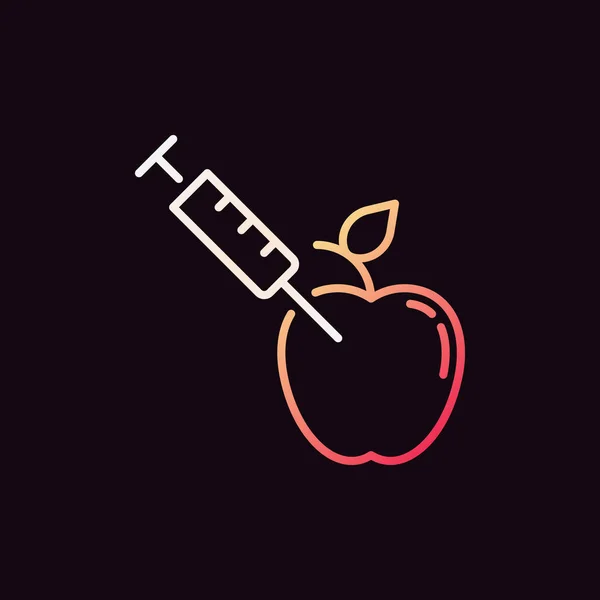 Manzana con Jeringa vectorial icono de contorno de color o signo — Archivo Imágenes Vectoriales