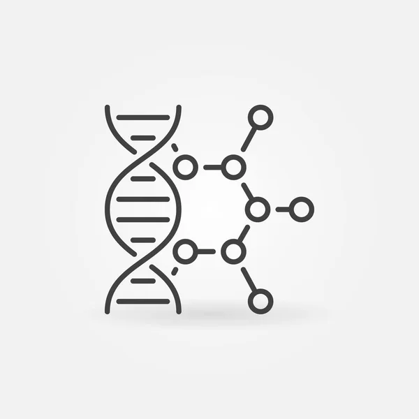 ADN con icono de línea de vectores de moléculas. Signo de ingeniería genética — Archivo Imágenes Vectoriales