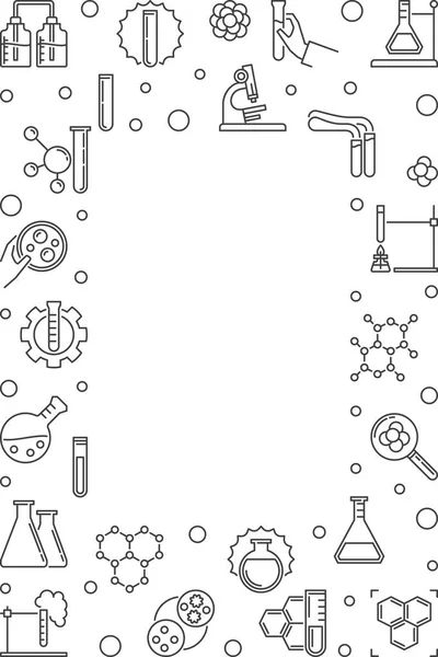 Banner de vector de contorno vertical de química con espacio para texto — Archivo Imágenes Vectoriales