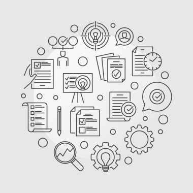 Vektör İş Eylem Planı dairesel anahat çizim