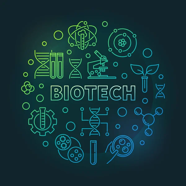 Vector Biotech colorful round outline illustration — Stock Vector