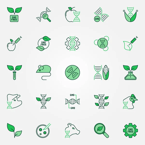 Conjunto de iconos vectoriales creativos OGM. Signos de modificación genética — Vector de stock