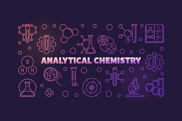 Analytische Chemie farbige Vektorumrisse Illustration — Stockvektor