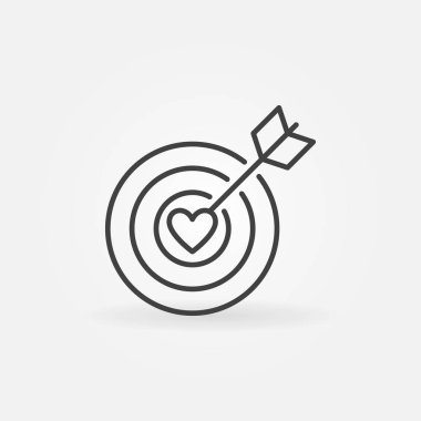 Kalp Vektör Lineer simgesi ile hedef. Sevgililer günü işareti