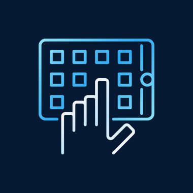 El ile dijital tablet vektör renkli simge lineer tarzda