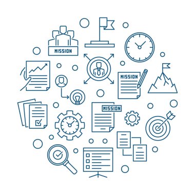 Şirket misyonu vektör yuvarlak hat illüstrasyon