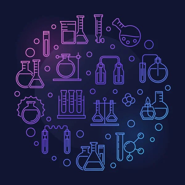 Laboratorium utrustning vektor runda färgade konturen illustration — Stock vektor