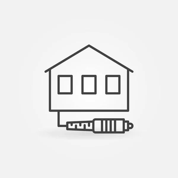 House with Optic Cable vector icon in thin line style — Stock Vector