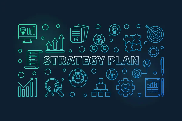 Plan de stratégie bannière ou illustration de contour coloré horizontal — Image vectorielle