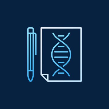Dna ve kalem vektör modern anahat simgesi olan kağıt