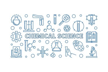 Kimyasal bilim vektör en az anahat yatay banner