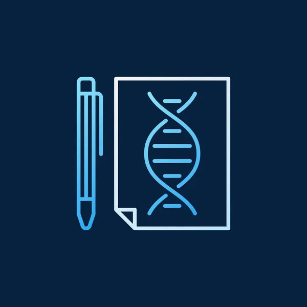 Papel con ADN y lápiz vector icono contorno moderno — Archivo Imágenes Vectoriales
