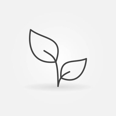 İki yaprak ince çizgi stili kavramı simge vektör