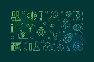 Biyoteknoloji vektör modern renkli anahat afiş