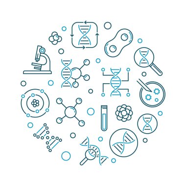 Genetik bilgi vektör yuvarlak modern çizgi illüstrasyon