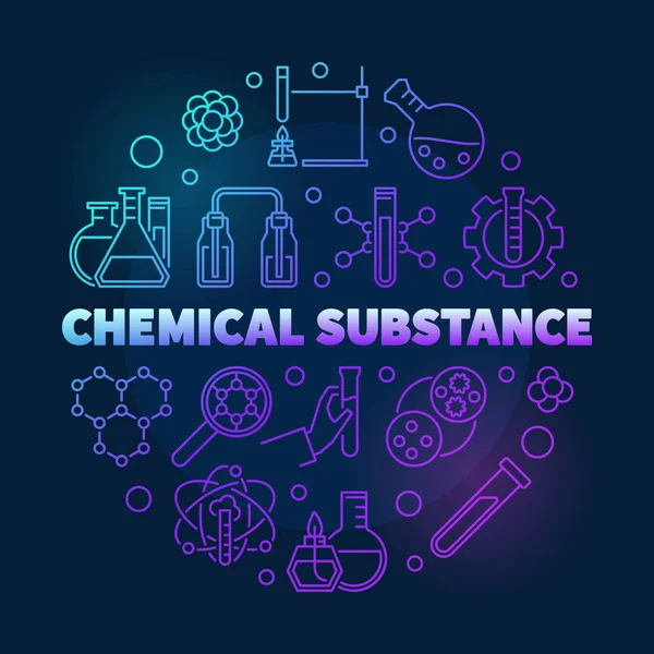 Substancja chemiczna wektor ilustracja kolorowy okrągły zarys — Wektor stockowy