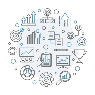 Anahat tarzında büyüme şirket vektör yuvarlak illüstrasyon