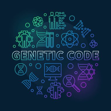 Genetik kod vektör yuvarlak renkli anahat illüstrasyon