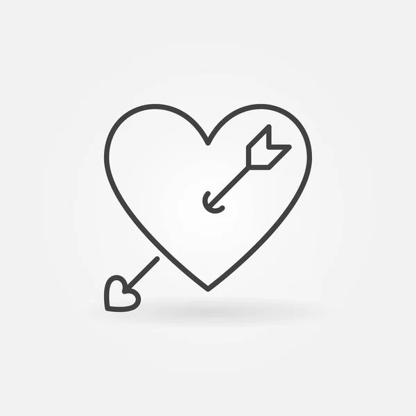 Herz mit Amor-Pfeil-Vektor-Umriss-Symbol oder Logo-Element — Stockvektor