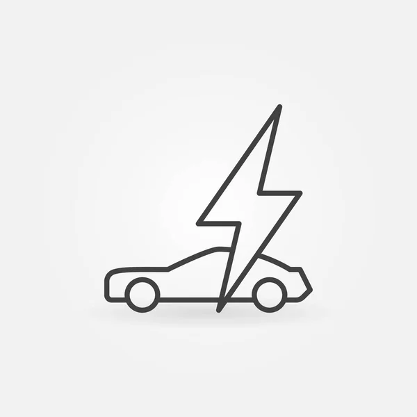 Elektrische auto met bliksem vector concept line icon — Stockvector