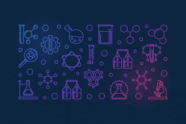 Eğitim ve kimya vektör renkli anahat Banner