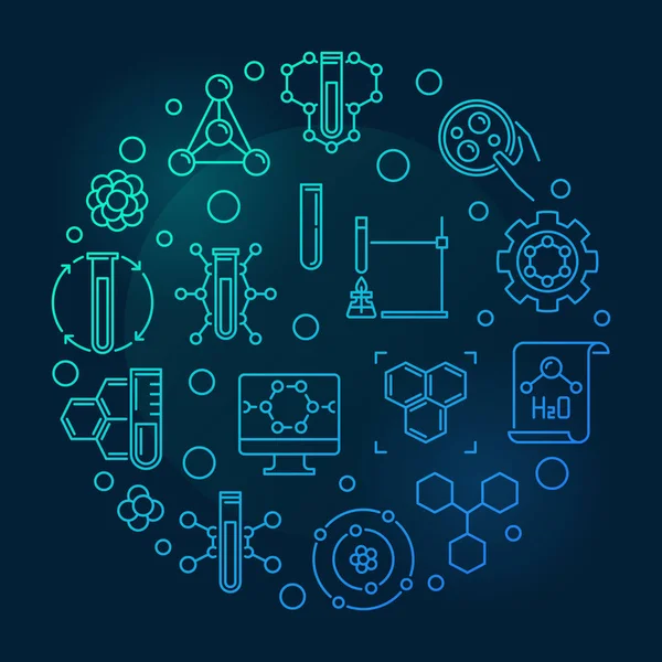 Theoretische scheikunde vector gekleurde ronde contour illustratie — Stockvector