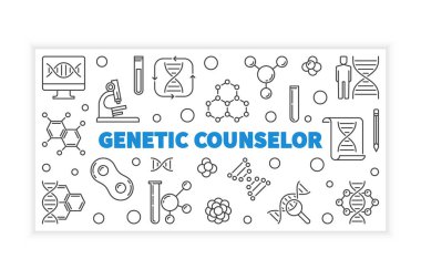 Genetik Danışman anahat afiş. Vektör kavramı illüstrasyonu