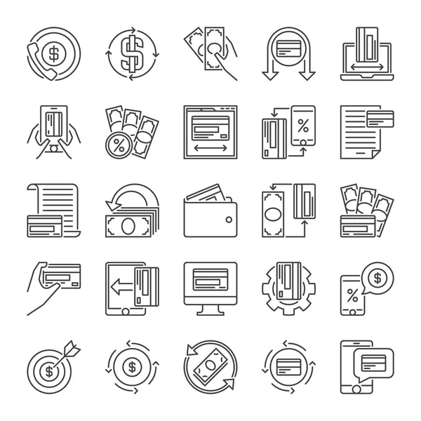 Vector set of Money minimal line icons - finance symbols — Stock Vector