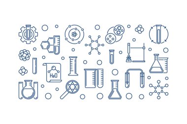 Laboratuvar Ekipmanları konsept çizgi afiş - vektör illüstrasyon