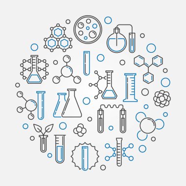 Kimya vektör kavramı yuvarlak doğrusal illüstrasyon