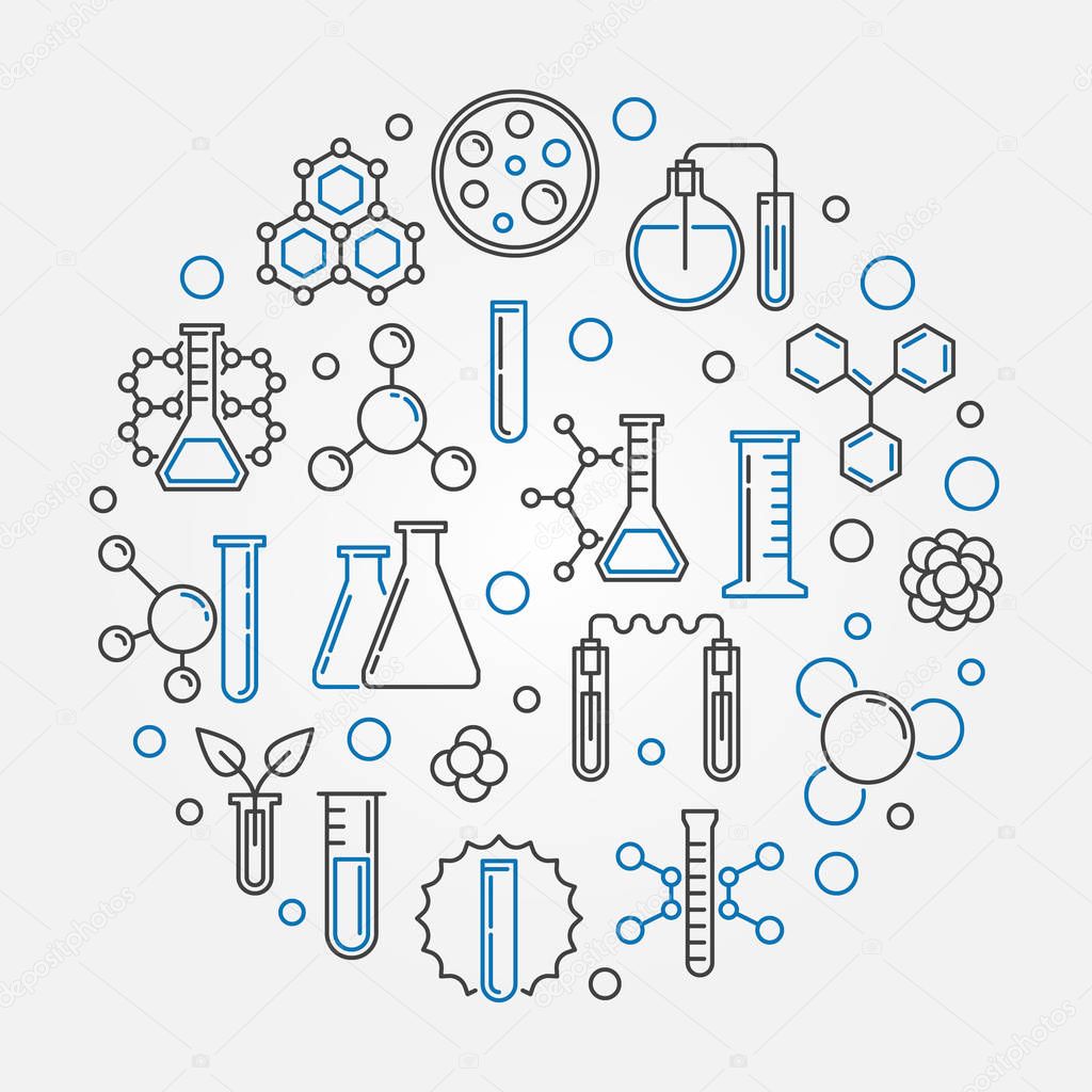 Chemistry vector concept round linear illustration