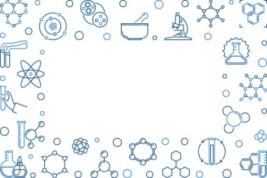 İnce çizgi stilinde kimya vektörü yaratıcı yatay çerçeve